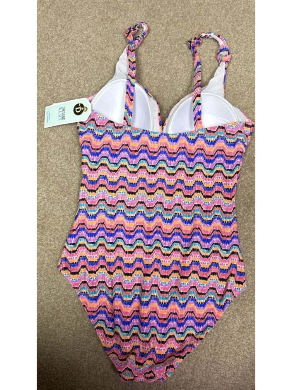 Christina Swimwear Multi Color Geometric One Piece Malliot Size 10D Slimming NWT